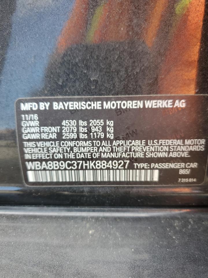 2017 BMW 330 I VIN: WBA8B9C37HK884927 Lot: 64875345