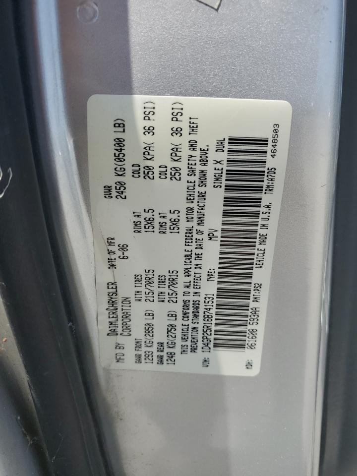 2006 Dodge Caravan Se VIN: 1D4GP25R16B741531 Lot: 65560035