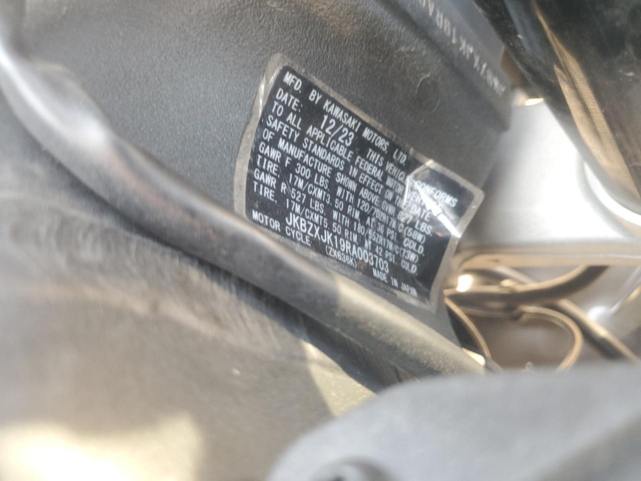 2024 Kawasaki Zx636 K VIN: JKBZXJK19RA003703 Lot: 66641115