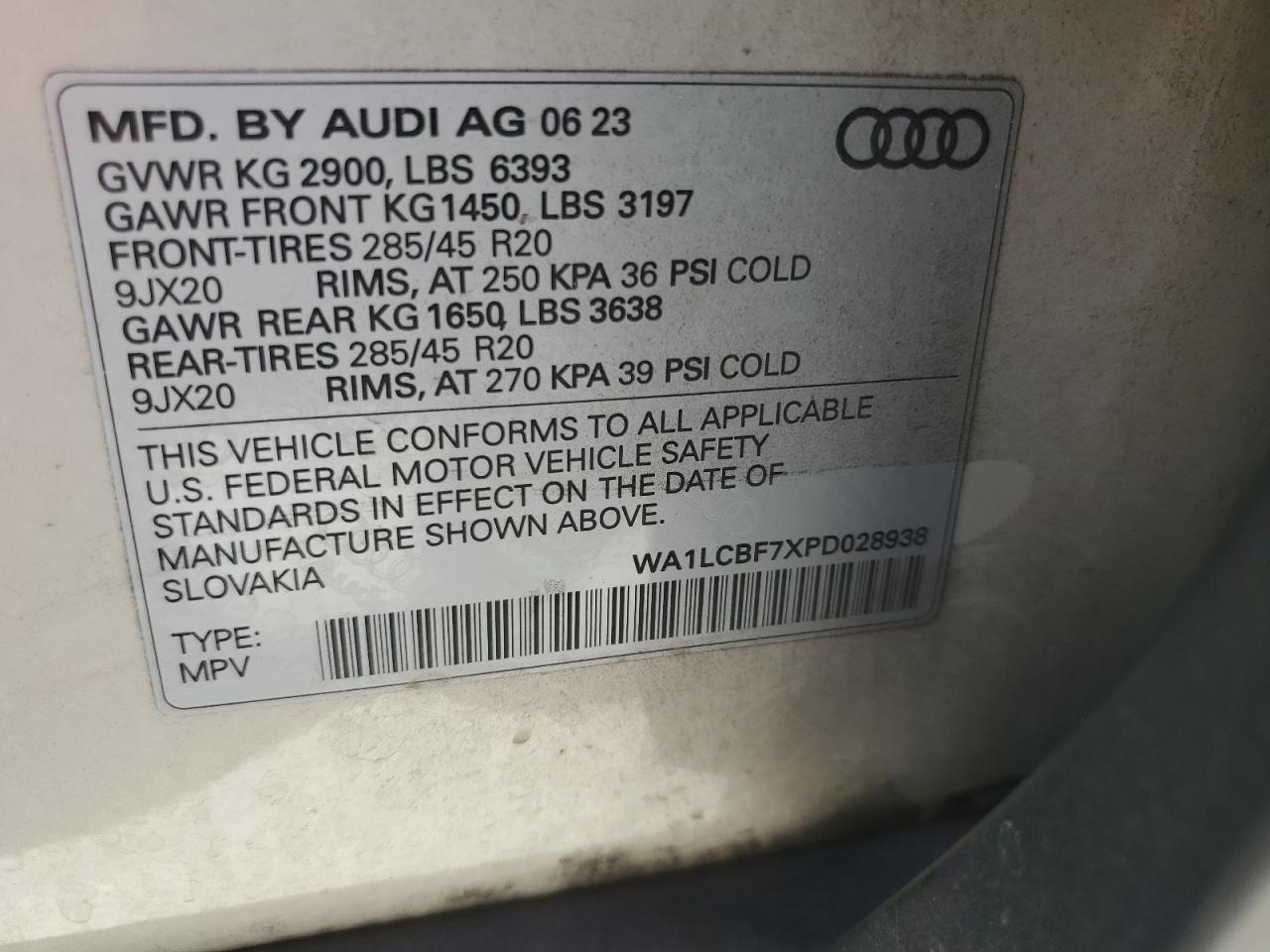 2023 Audi Q7 Premium Plus VIN: WA1LCBF7XPD028938 Lot: 64311825