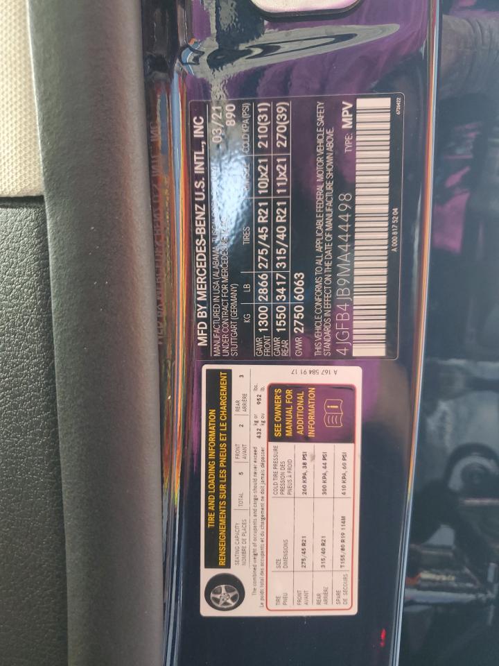 2021 Mercedes-Benz Gle 350 VIN: 4JGFB4JB9MA444498 Lot: 63816145
