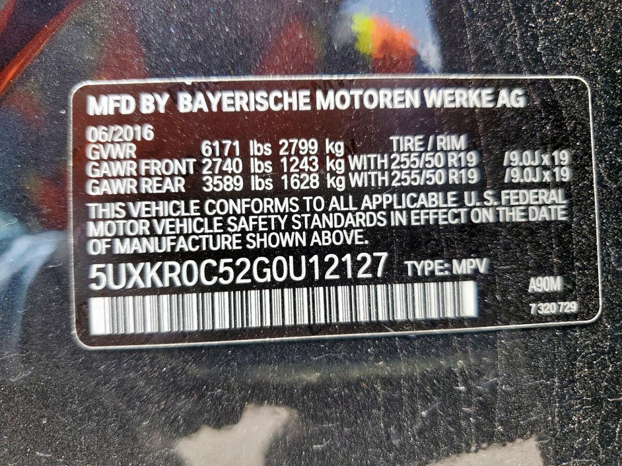 2016 BMW X5 xDrive35I VIN: 5UXKR0C52G0U12127 Lot: 63406205
