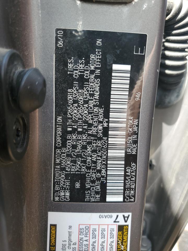 2010 Lexus Gx 460 VIN: JTJBM7FX7A5016224 Lot: 64686725