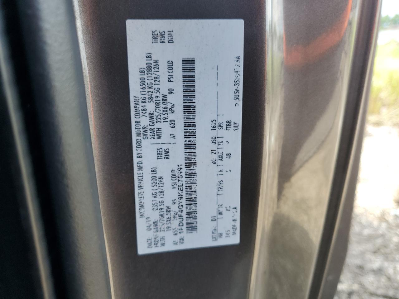 2019 Ford F450 Super Duty VIN: 1FDUF4GY9KEE75991 Lot: 63597955