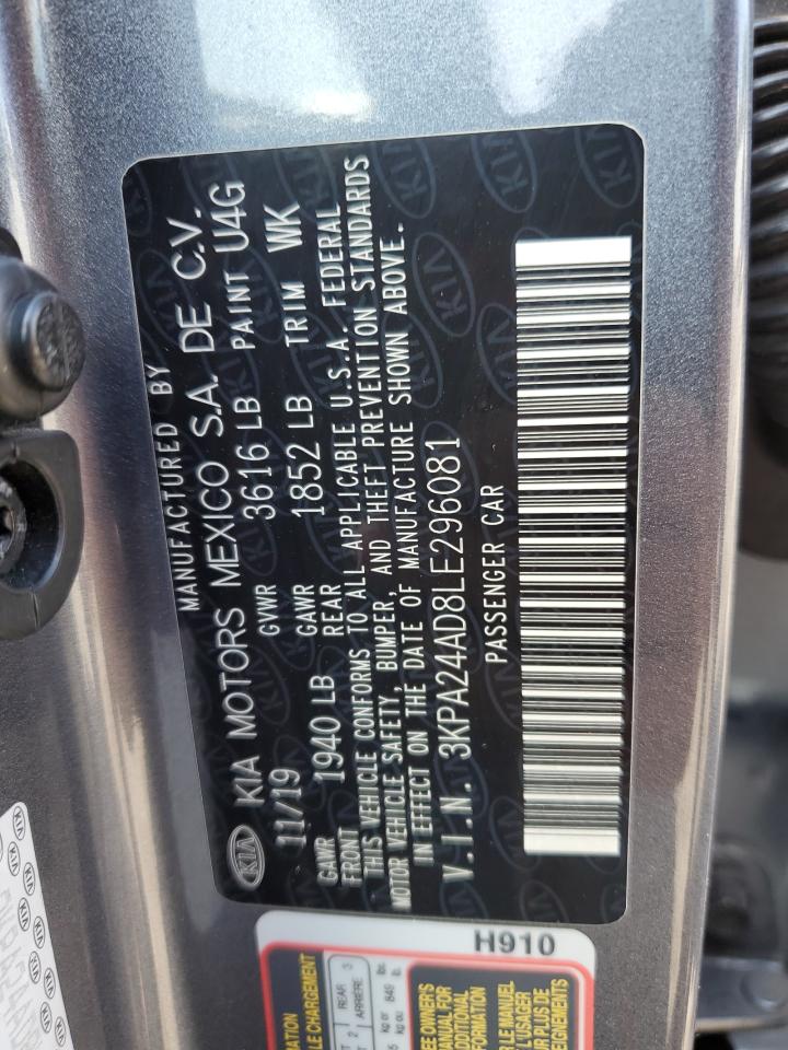 2020 Kia Rio Lx VIN: 3KPA24AD8LE296081 Lot: 65712865