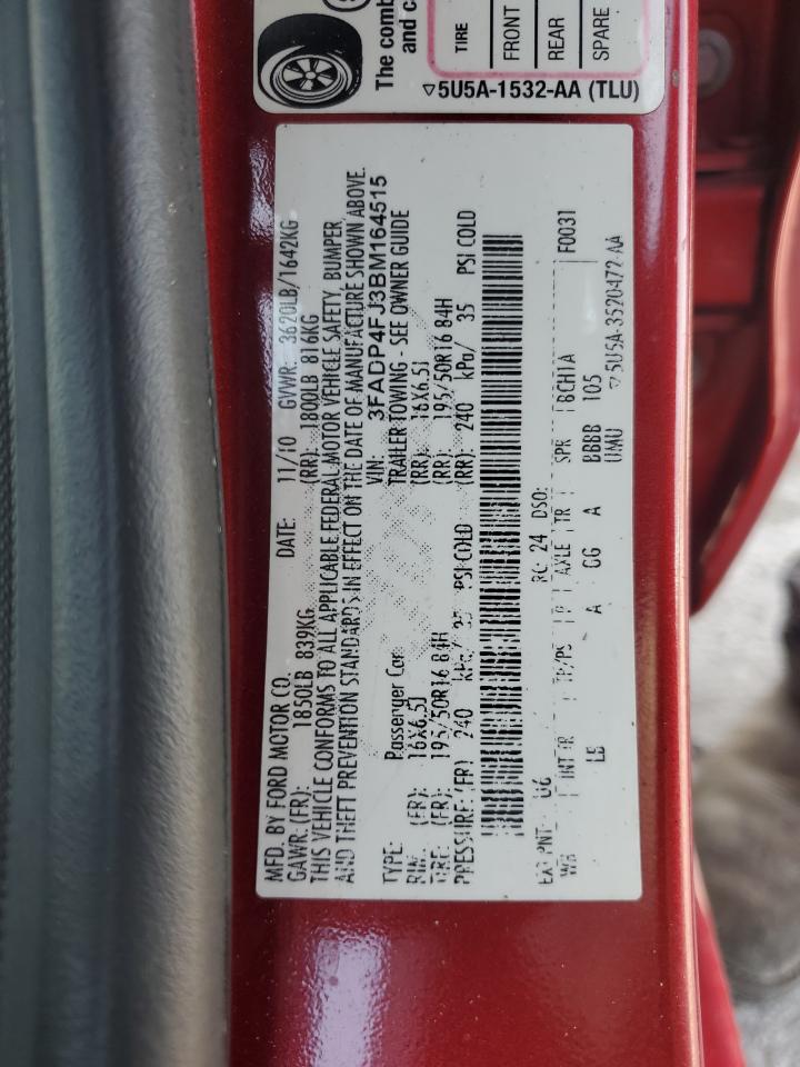 2011 Ford Fiesta Ses VIN: 3FADP4FJ3BM164515 Lot: 64131455