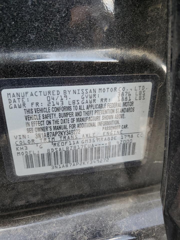 2019 Nissan Sentra S VIN: 3N1AB7AP2KY349272 Lot: 65082505