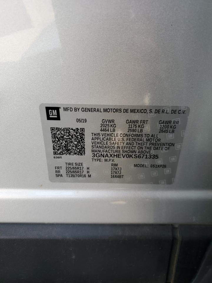 2019 Chevrolet Equinox Ls VIN: 3GNAXHEV0KS671335 Lot: 64992875