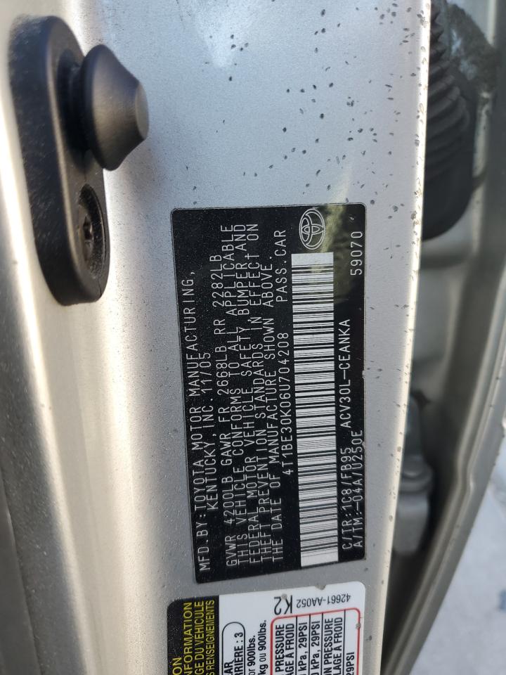 2006 Toyota Camry Le VIN: 4T1BE30K06U704208 Lot: 64832245