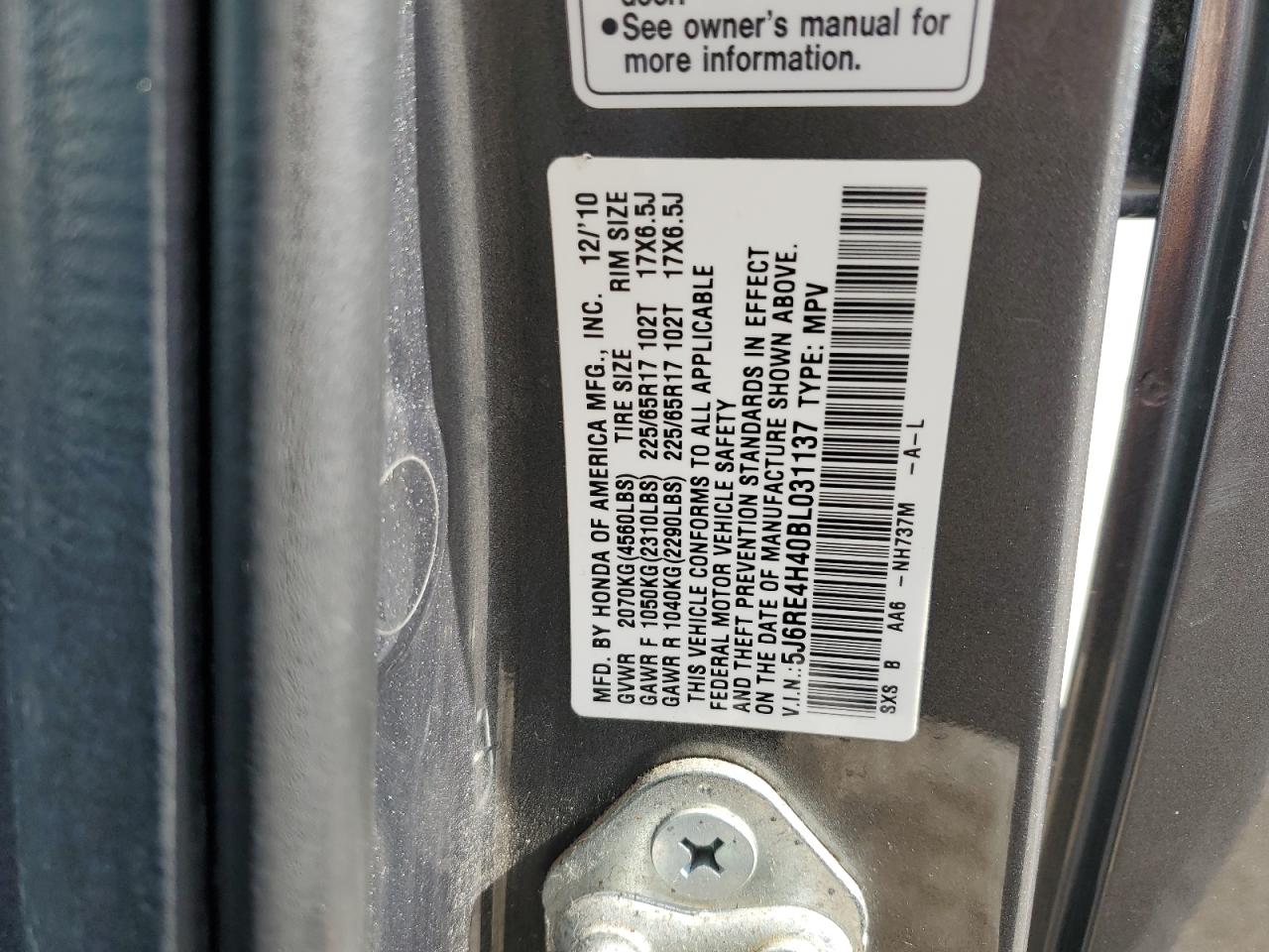 2011 Honda Cr-V Se VIN: 5J6RE4H40BL031137 Lot: 64425065