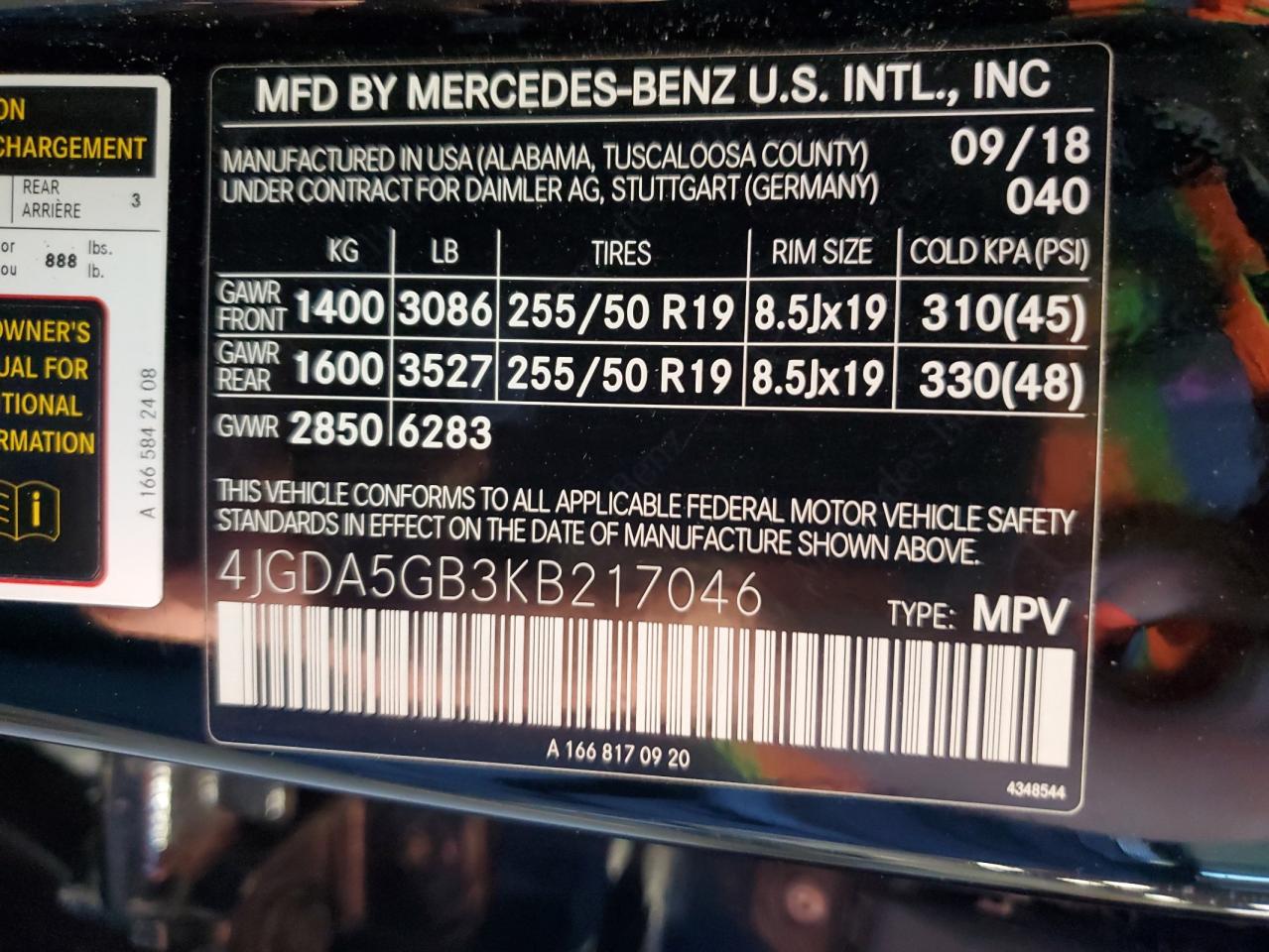 2019 Mercedes-Benz Gle 400 4Matic VIN: 4JGDA5GB3KB217046 Lot: 62339445