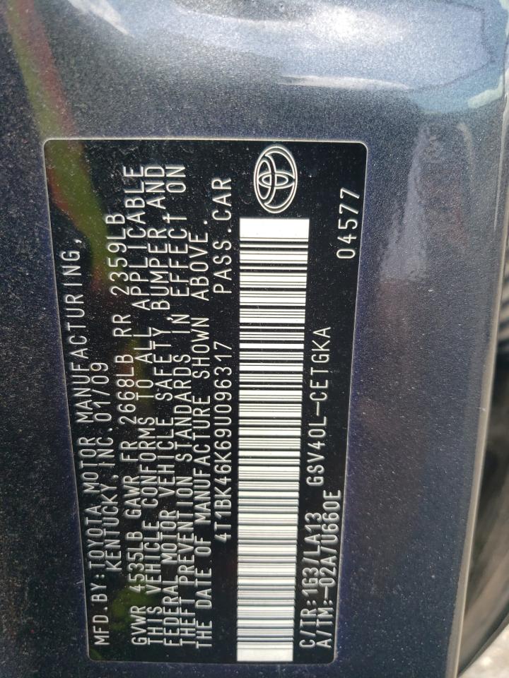 2009 Toyota Camry Se VIN: 4T1BK46K69U096317 Lot: 64489865