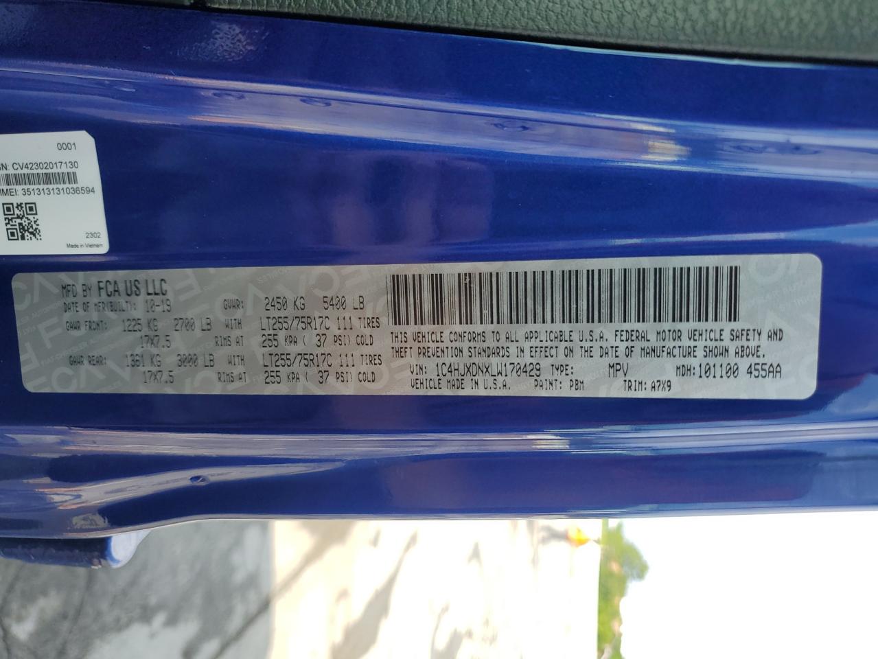 2020 Jeep Wrangler Unlimited Sport VIN: 1C4HJXDNXLW170429 Lot: 64553795