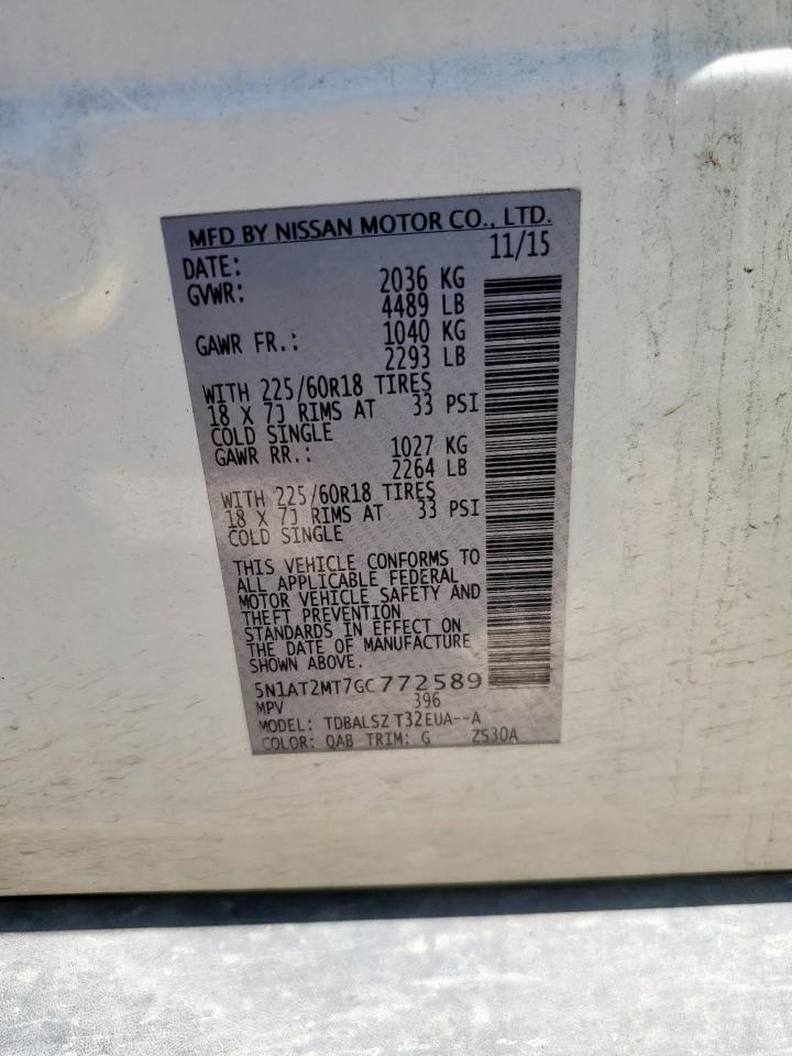 2016 Nissan Rogue S VIN: 5N1AT2MT7GC772589 Lot: 64846195
