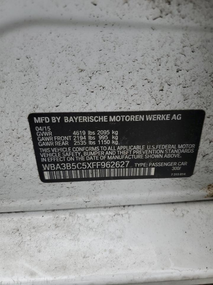 2015 BMW 328 Xi Sulev VIN: WBA3B5C5XFF962627 Lot: 63002145