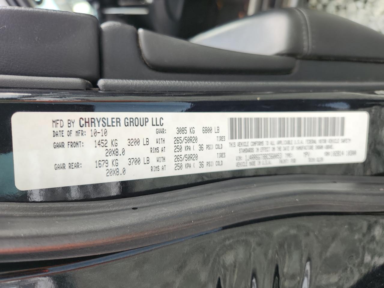 2011 Jeep Grand Cherokee Overland VIN: 1J4RR6GT8BC560053 Lot: 65797365