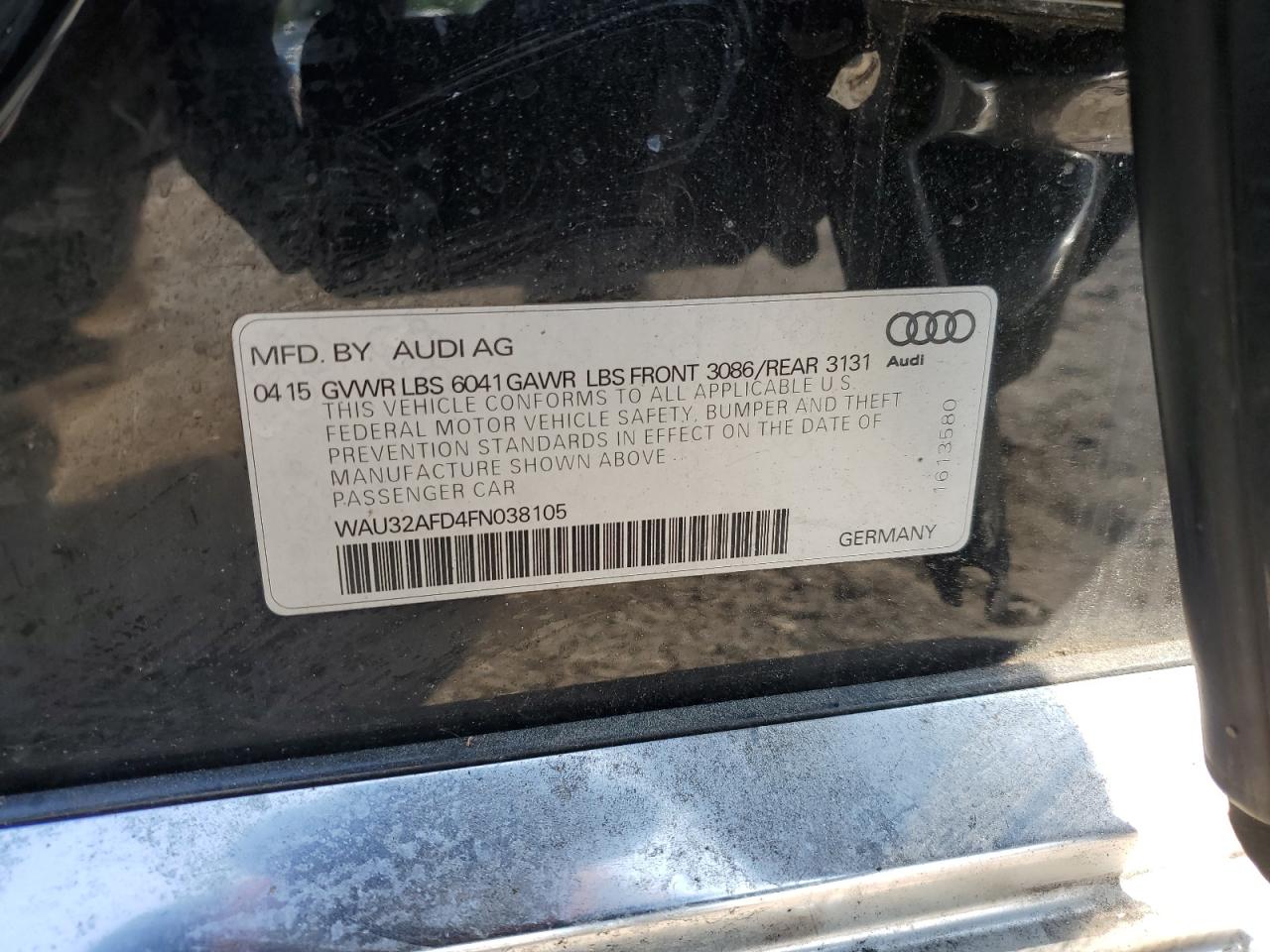 wau32afd4fn038105 WAU32AFD4FN038105 2015 Audi A8 L Quattro