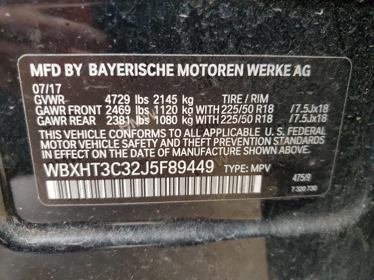 2018 BMW X1 xDrive28I VIN: WBXHT3C32J5F89449 Lot: 64896595