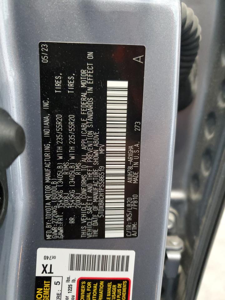 2023 Toyota Highlander Hybrid Limited VIN: 5TDXBRCH1PS586519 Lot: 65336975