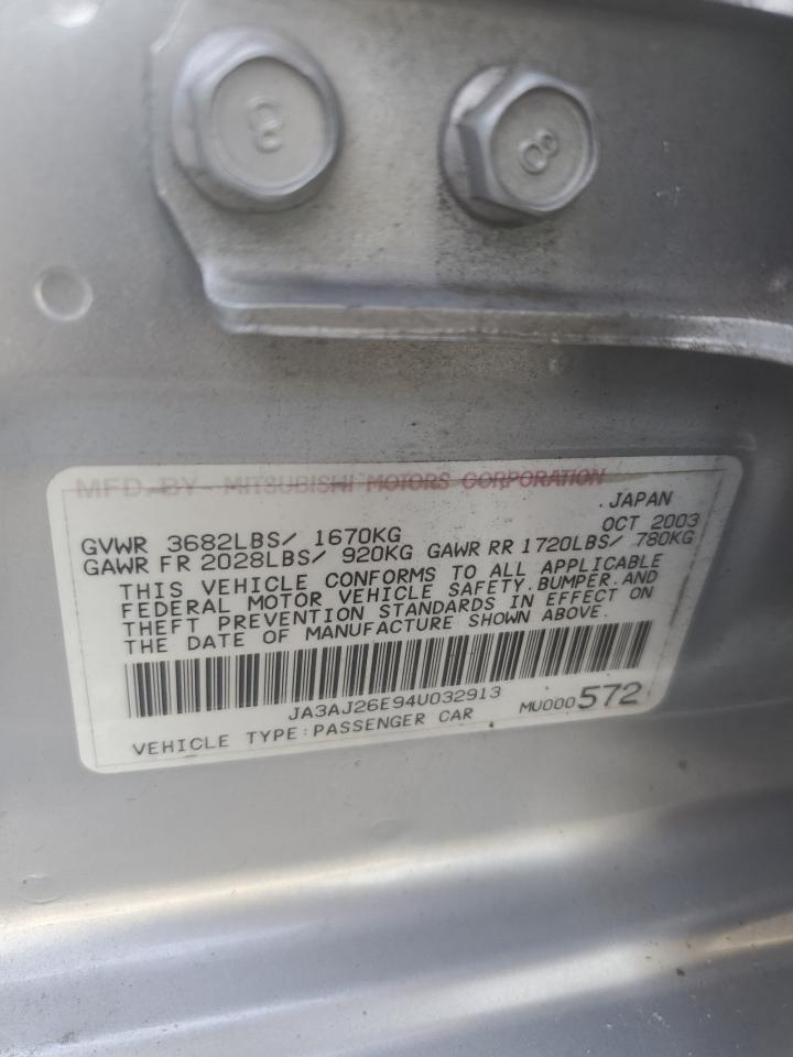 2004 Mitsubishi Lancer Es VIN: JA3AJ26E94U032913 Lot: 65245375