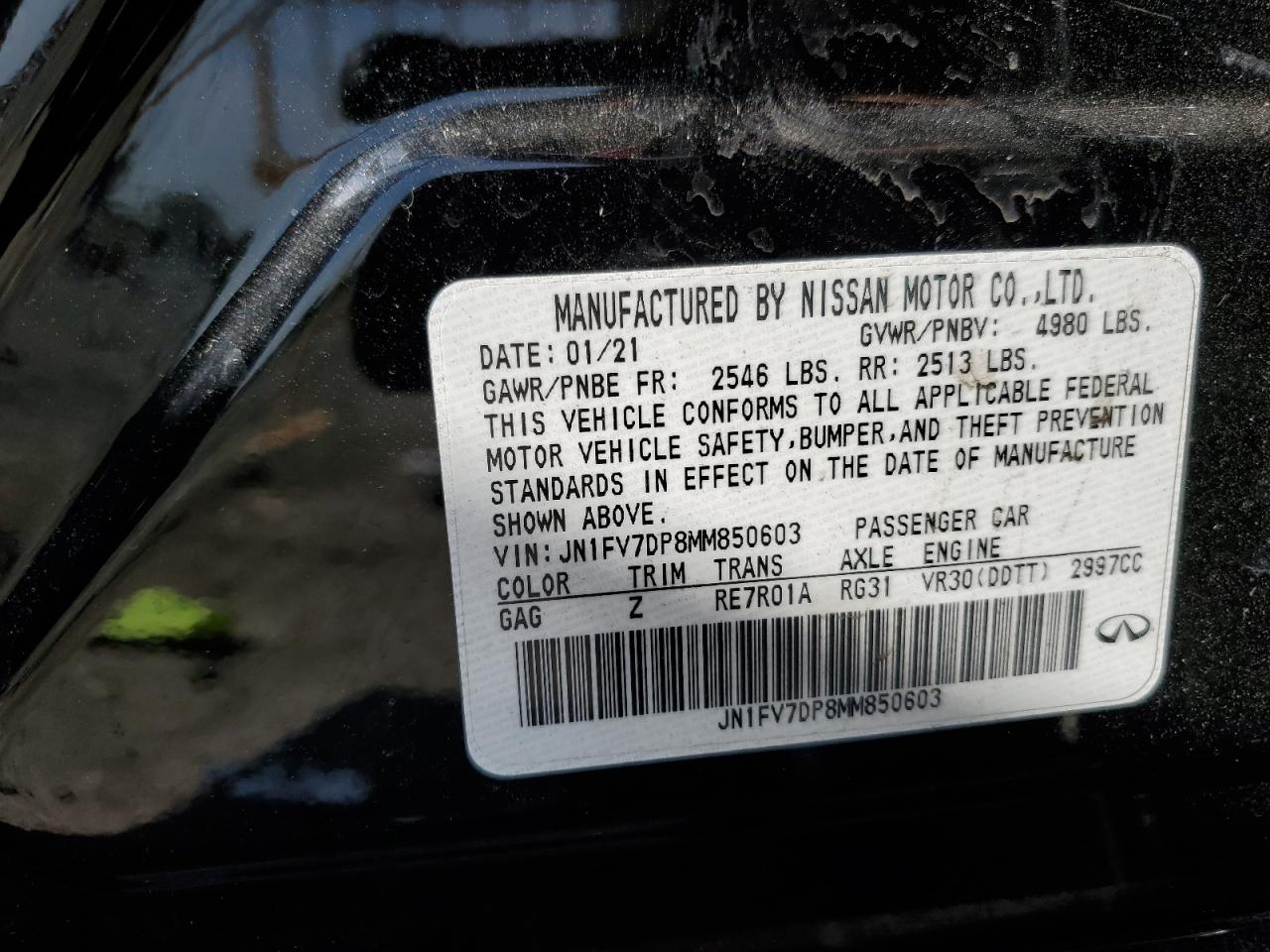 2021 Infiniti Q50 Red Sport 400 VIN: JN1FV7DP8MM850603 Lot: 66805535