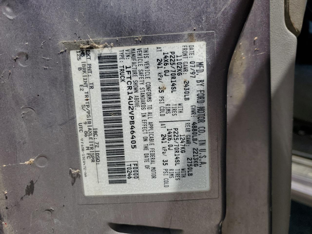 1997 Ford Ranger Super Cab VIN: 1FTCR14U2VPB46405 Lot: 64414735