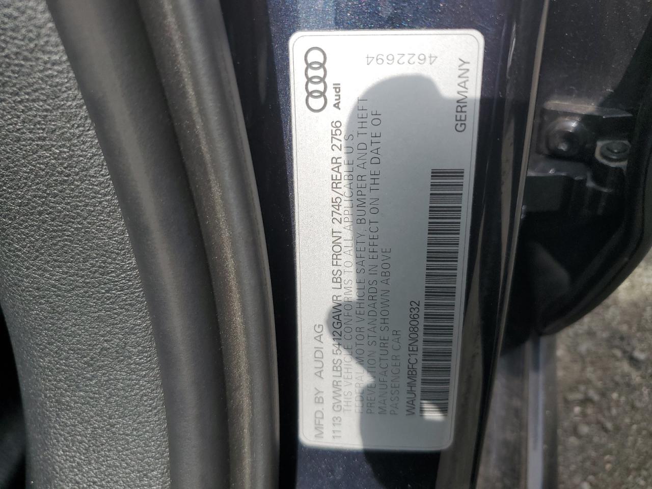 2014 Audi A6 Prestige VIN: WAUHMBFC1EN080632 Lot: 63911185