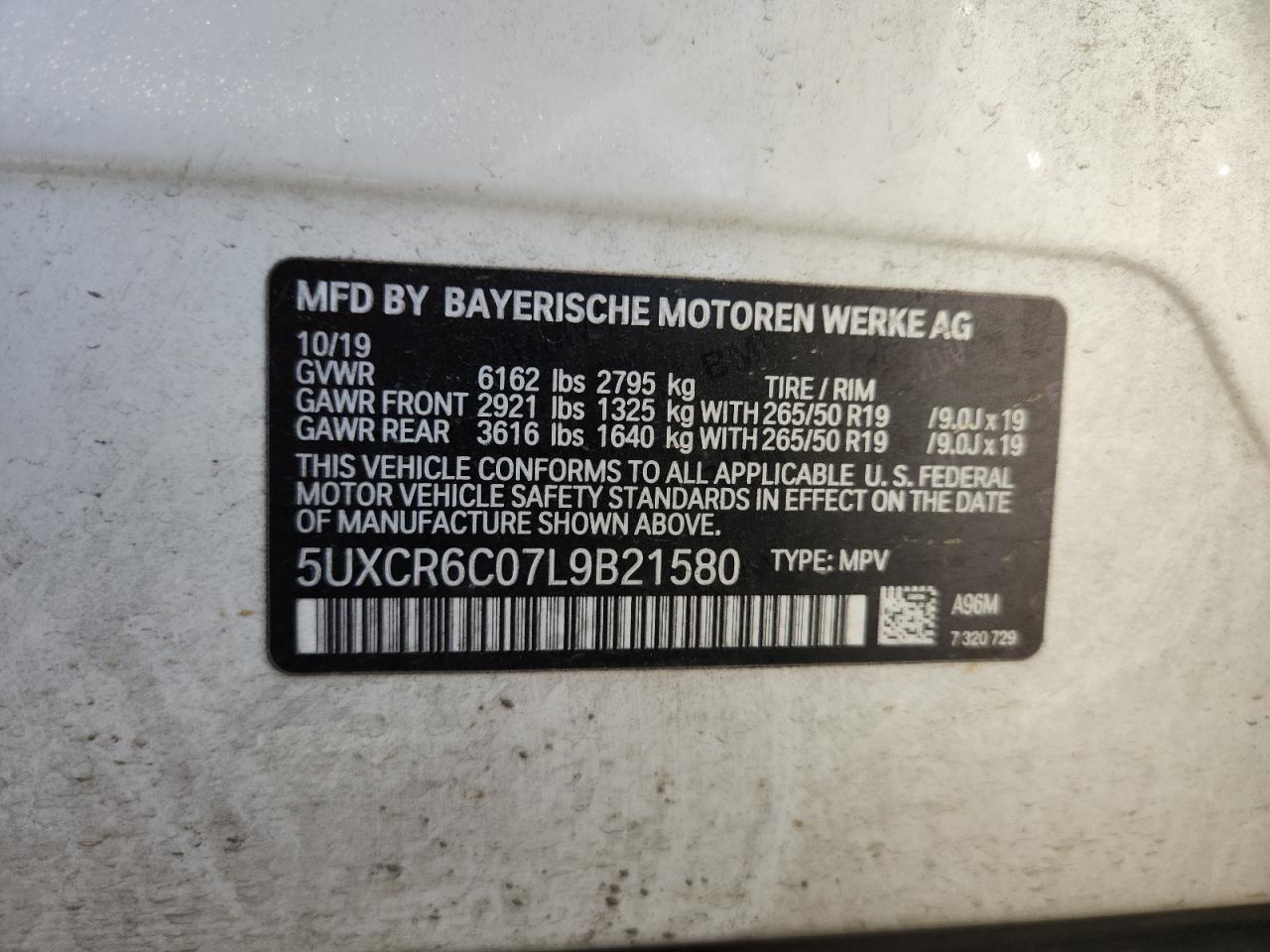 2020 BMW X5 xDrive40I VIN: 5UXCR6C07L9B21580 Lot: 63935065