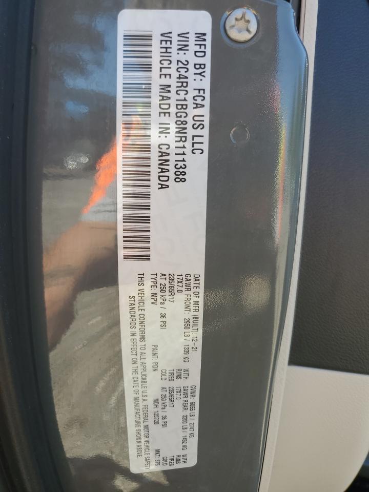 2022 Chrysler Pacifica Touring L VIN: 2C4RC1BG8NR111388 Lot: 63047375