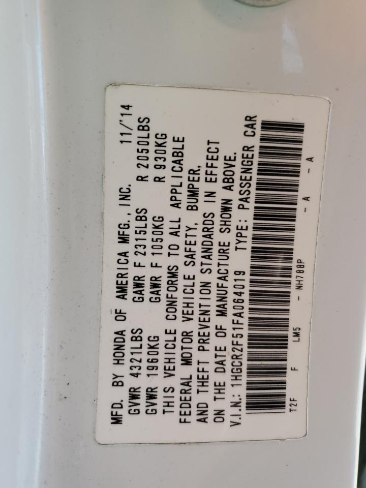 2015 Honda Accord Sport VIN: 1HGCR2F51FA064019 Lot: 65037555