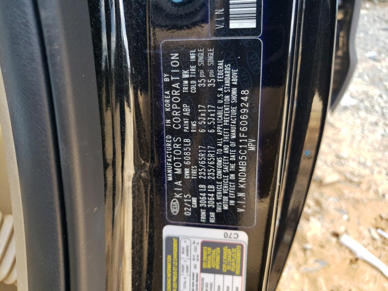 2015 Kia Sedona Lx VIN: KNDMB5C11F6069248 Lot: 63149015