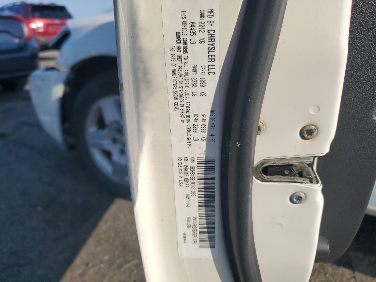 2008 Dodge Caliber Sxt VIN: 1B3HB48B18D721363 Lot: 63033975