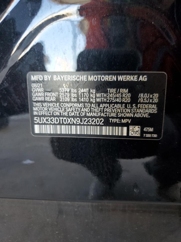 2022 BMW X4 xDrive30I VIN: 5UX33DT0XN9J23202 Lot: 63735635