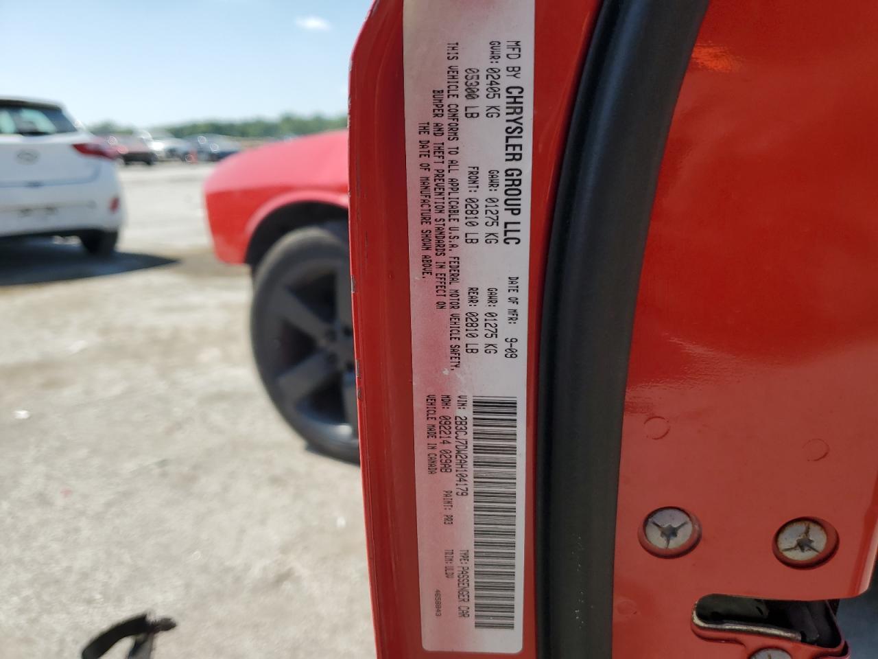 2010 Dodge Challenger Srt-8 VIN: 2B3CJ7DW2AH104179 Lot: 63958575