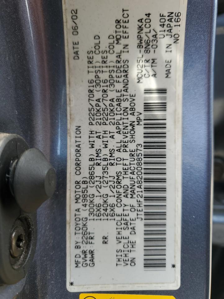 2002 Toyota Highlander Limited VIN: JTEHF21A820088573 Lot: 66011585