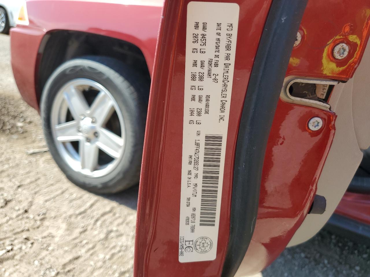 2007 Jeep Compass VIN: 1J8FF47W17D265127 Lot: 61599555