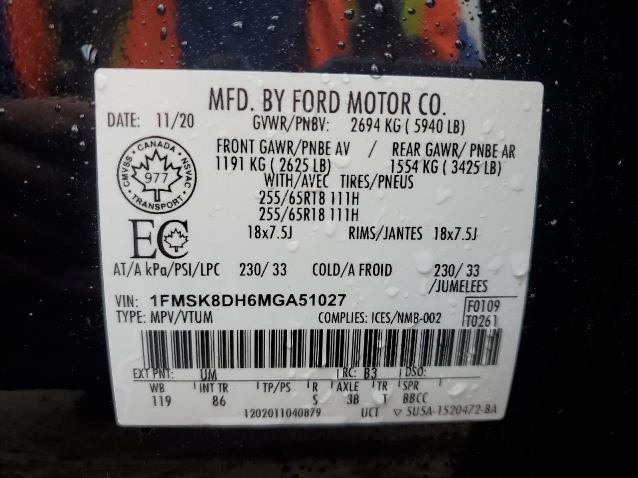 2021 Ford Explorer Xlt VIN: 1FMSK8DH6MGA51027 Lot: 63177735