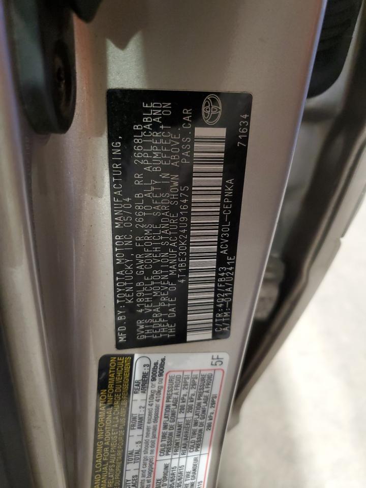 2004 Toyota Camry Le VIN: 4T1BE30K24U916475 Lot: 61362385