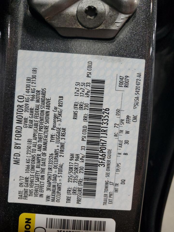 2018 Ford Fusion Se VIN: 3FA6P0H71JR133526 Lot: 65343785