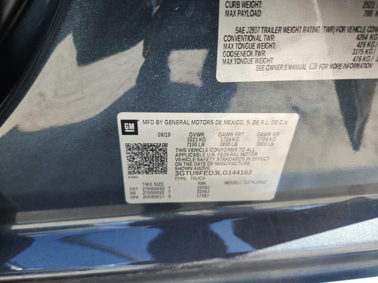 2020 GMC Sierra K1500 Denali VIN: 3GTU9FED3LG144163 Lot: 65211465