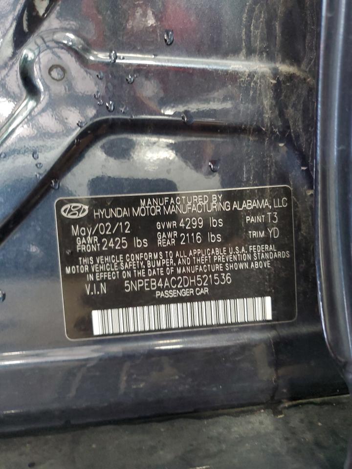 2013 Hyundai Sonata Gls VIN: 5NPEB4AC2DH521536 Lot: 63504105