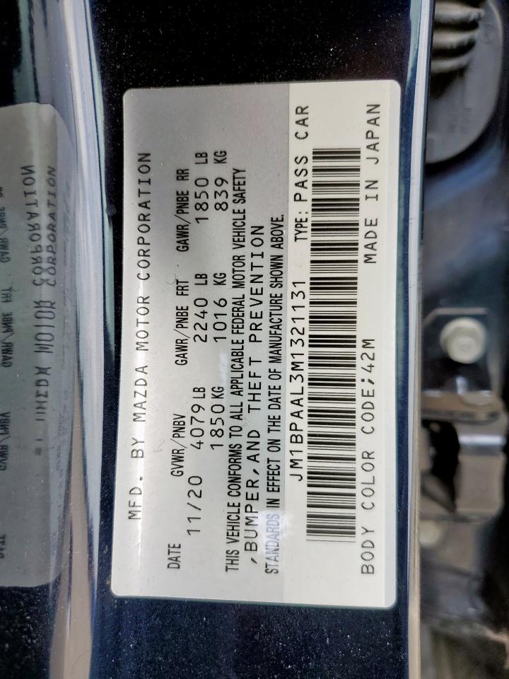 2021 Mazda 3 VIN: JM1BPAAL3M1321131 Lot: 63148205