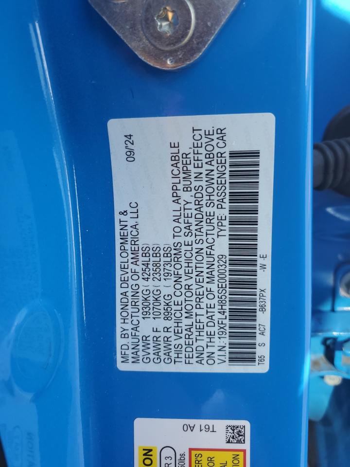 2025 Honda Civic Sport VIN: 19XFL4H85SE000329 Lot: 64274435
