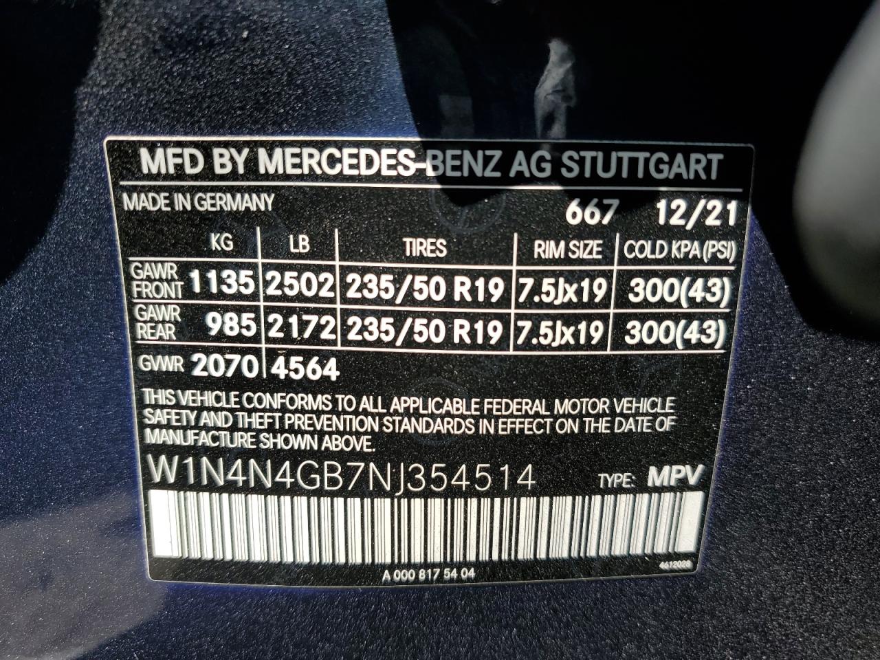 w1n4n4gb7nj354514 W1N4N4GB7NJ354514 2022 Mercedes-Benz Gla 250