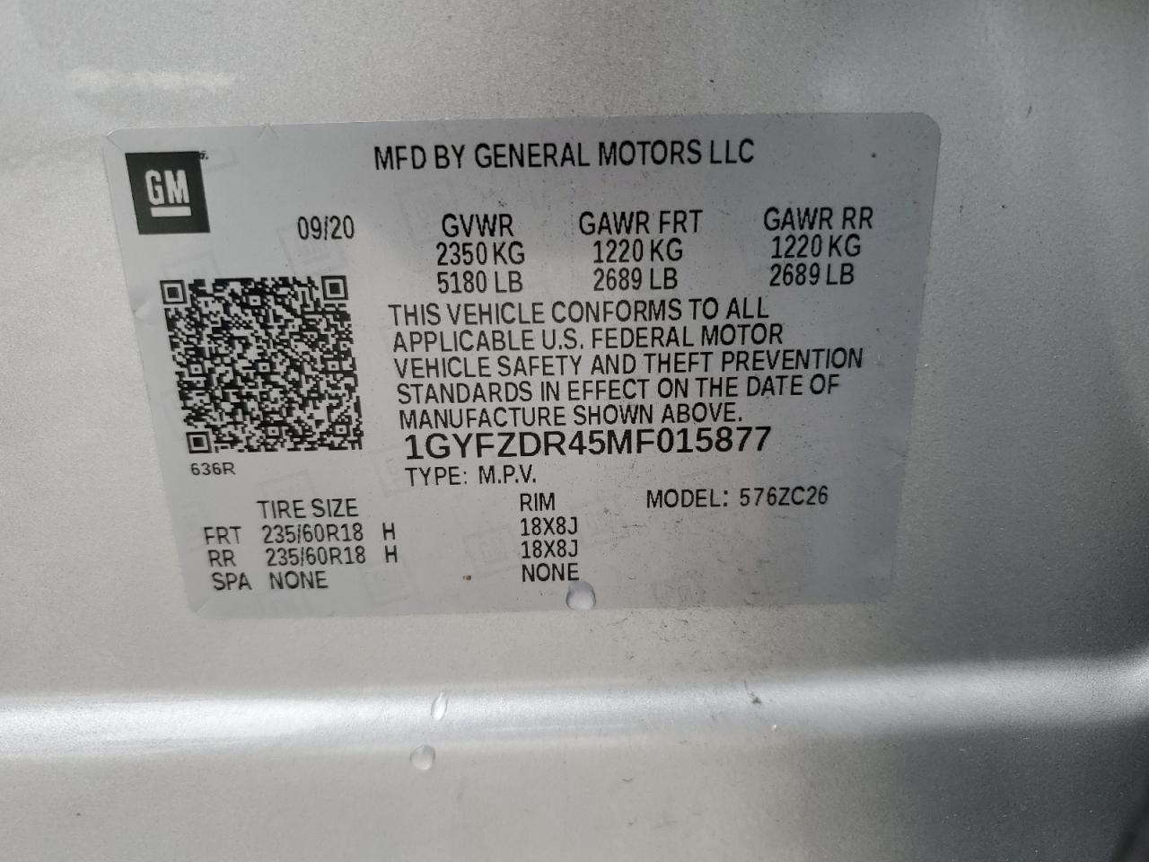 2021 Cadillac Xt4 Premium Luxury VIN: 1GYFZDR45MF015877 Lot: 65857695