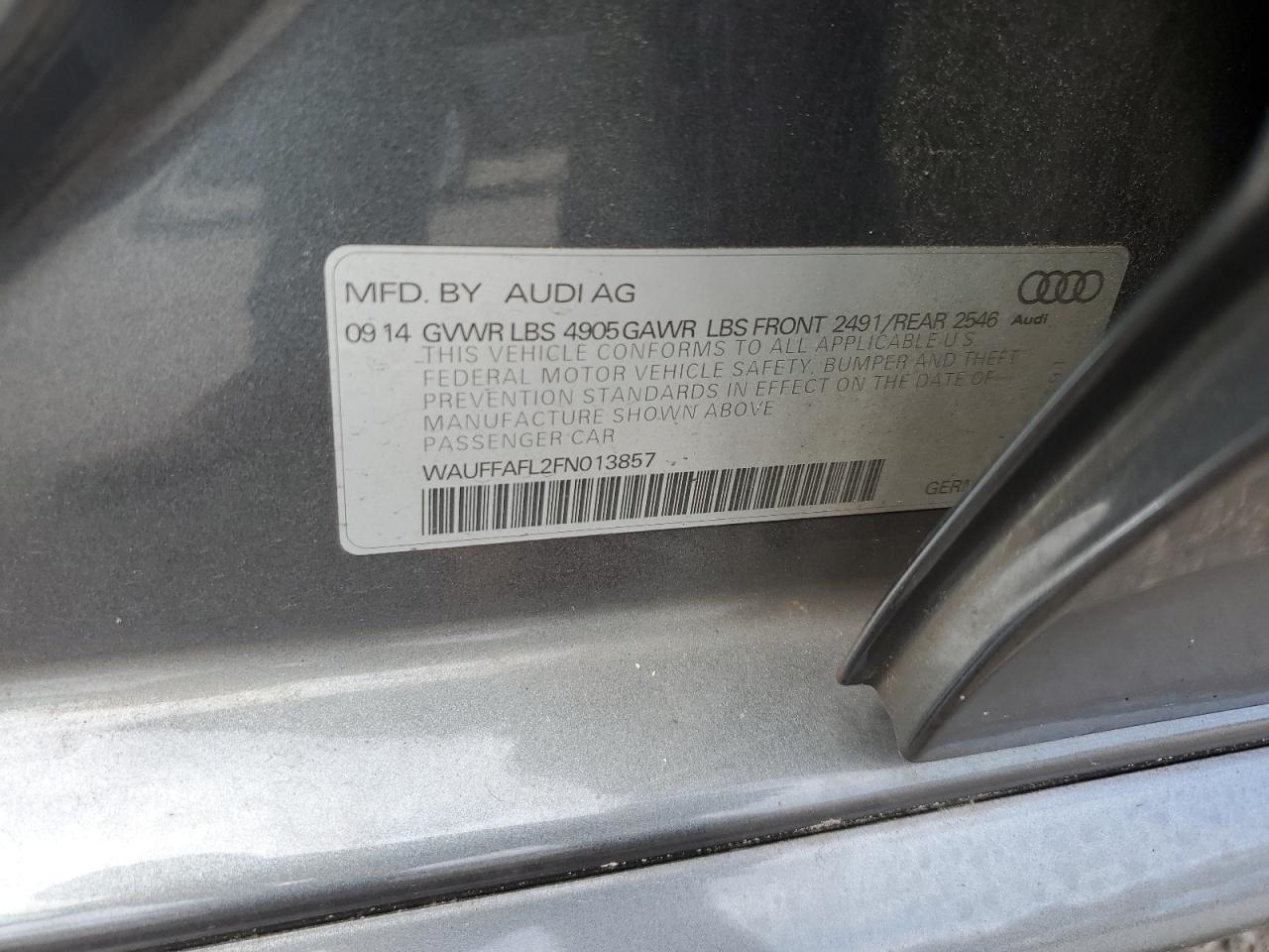 2015 Audi A4 Premium Plus VIN: WAUFFAFL2FN013857 Lot: 64047865