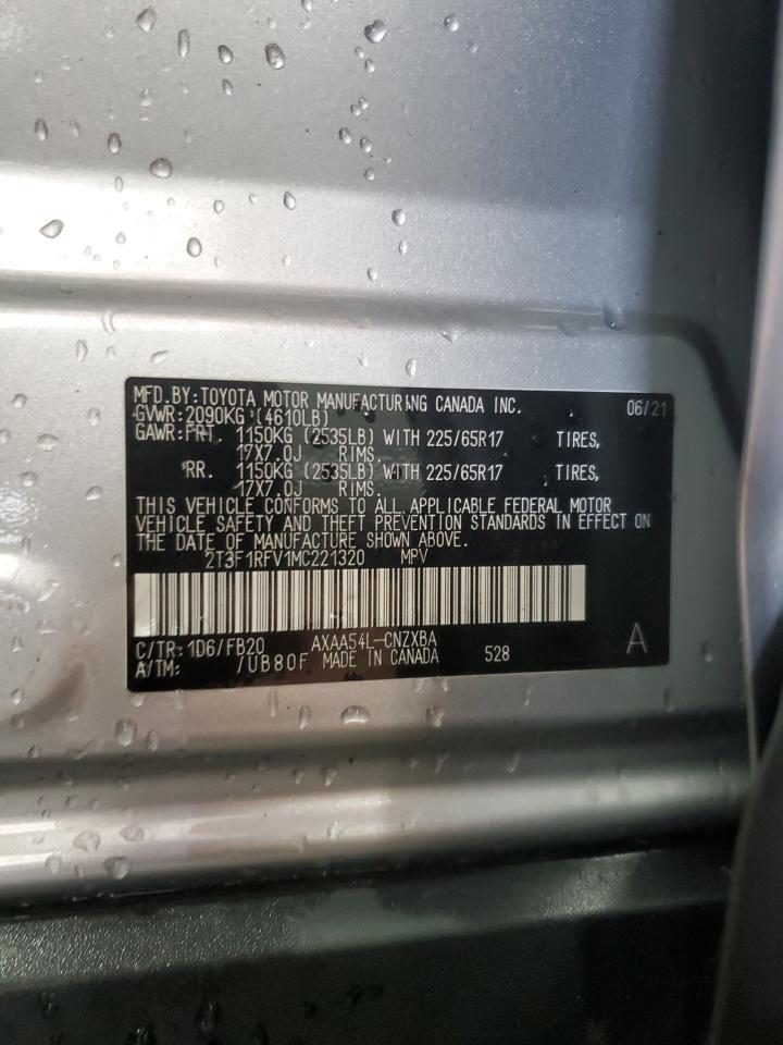 2021 Toyota Rav4 Le VIN: 2T3F1RFV1MC221320 Lot: 66521185