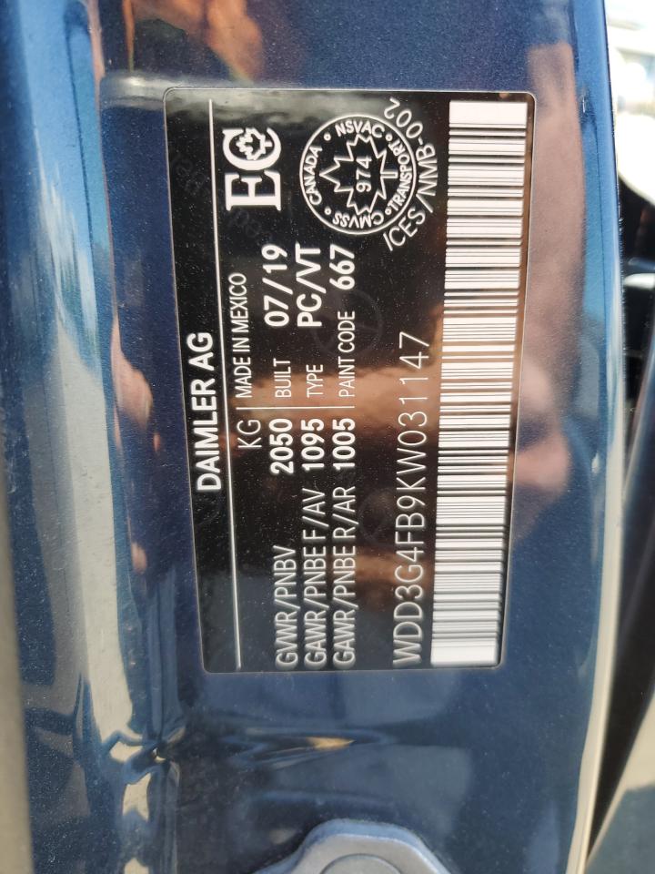 2019 Mercedes-Benz A 220 4Matic VIN: WDD3G4FB9KW031147 Lot: 65626405