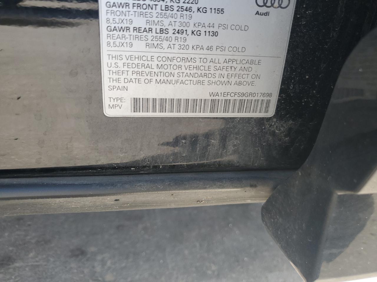 2016 Audi Q3 Premium Plus VIN: WA1EFCFS9GR017698 Lot: 64338965