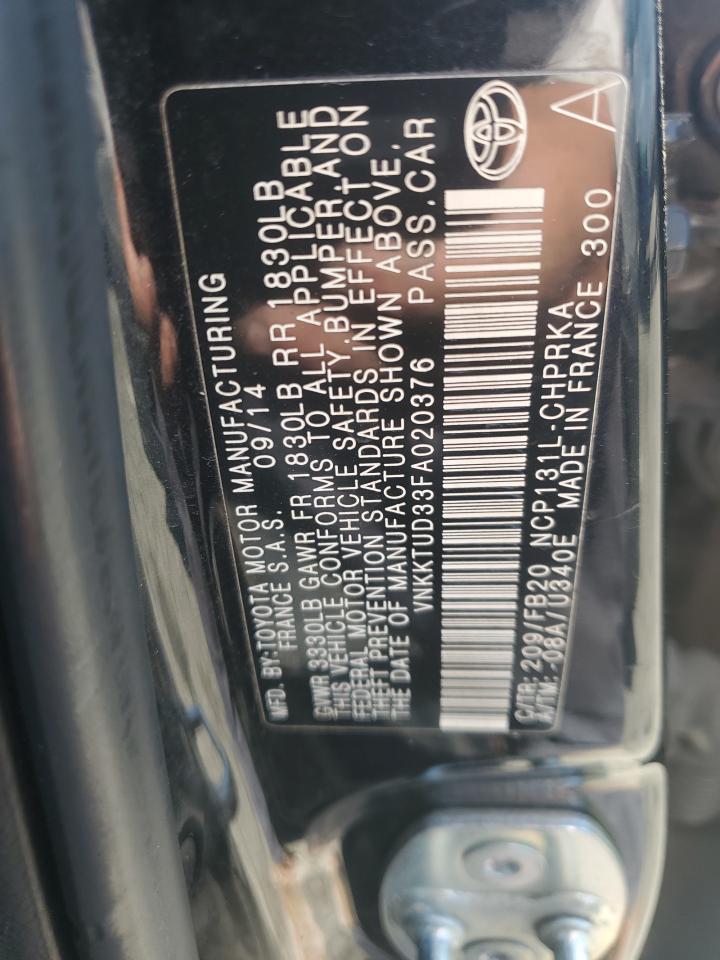 2015 Toyota Yaris VIN: VNKKTUD33FA020376 Lot: 64462275